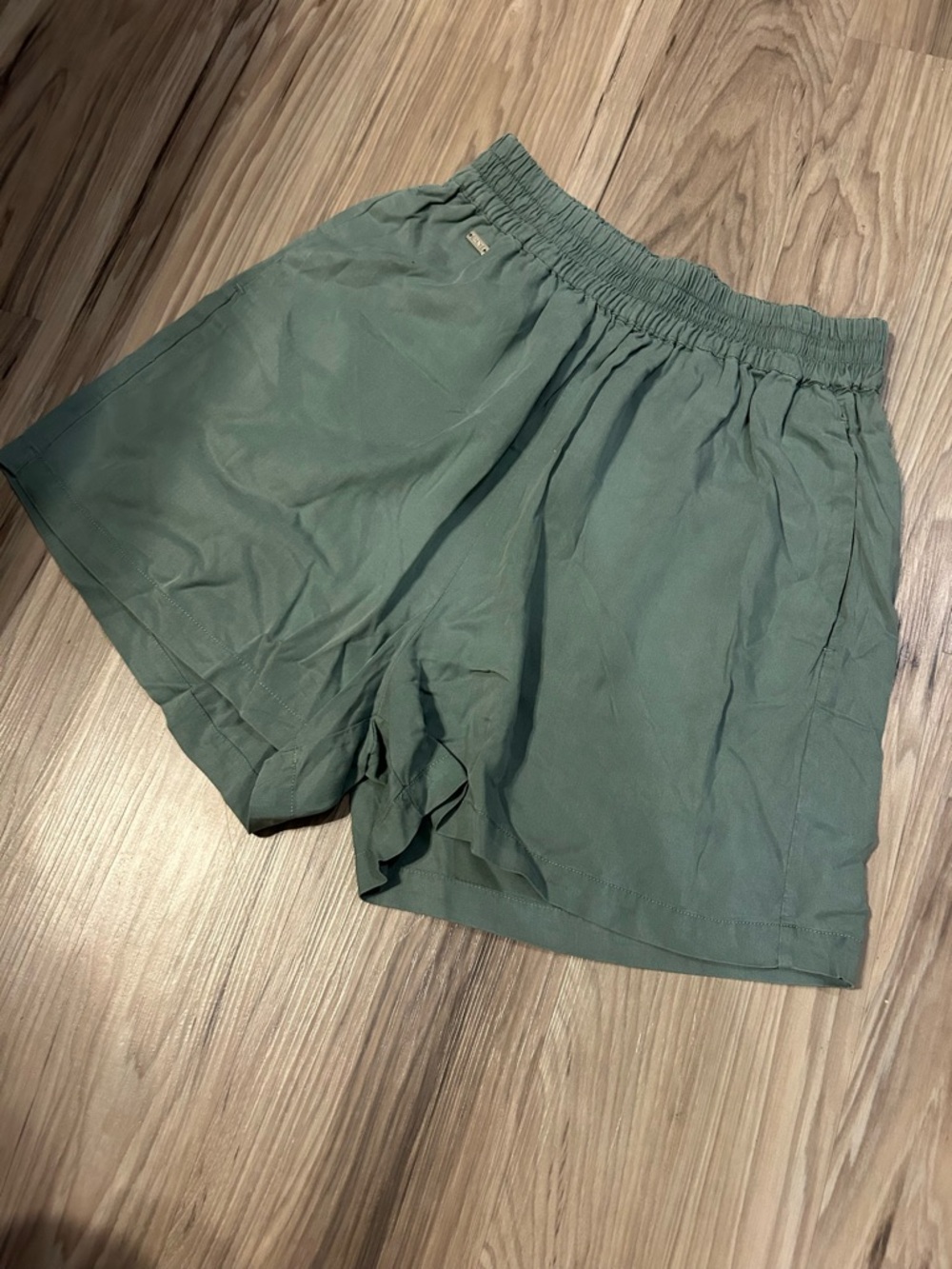 Women's Elastic-Waist Athletic Shorts in Olive Green